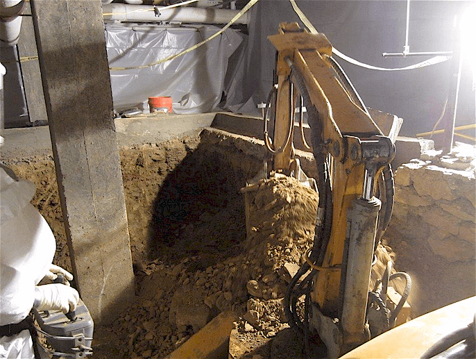 Under building excavation